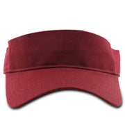 The burgundy blank adjustable visor has a bent brim and a mid-height front crown