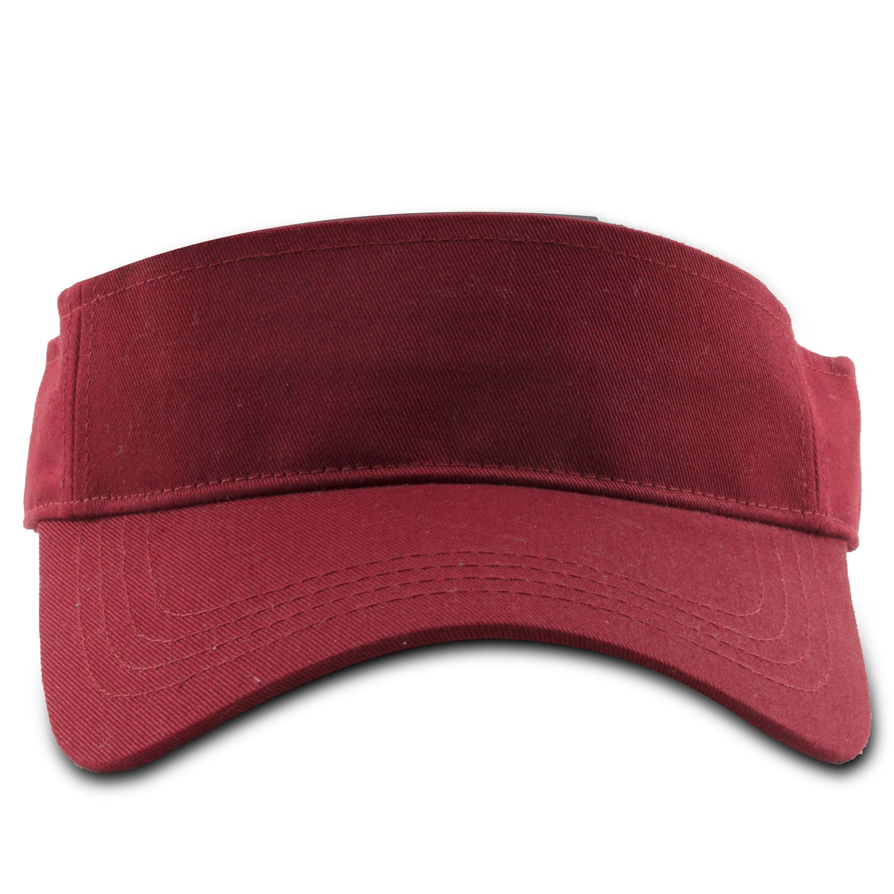 The burgundy blank adjustable visor has a bent brim and a mid-height front crown