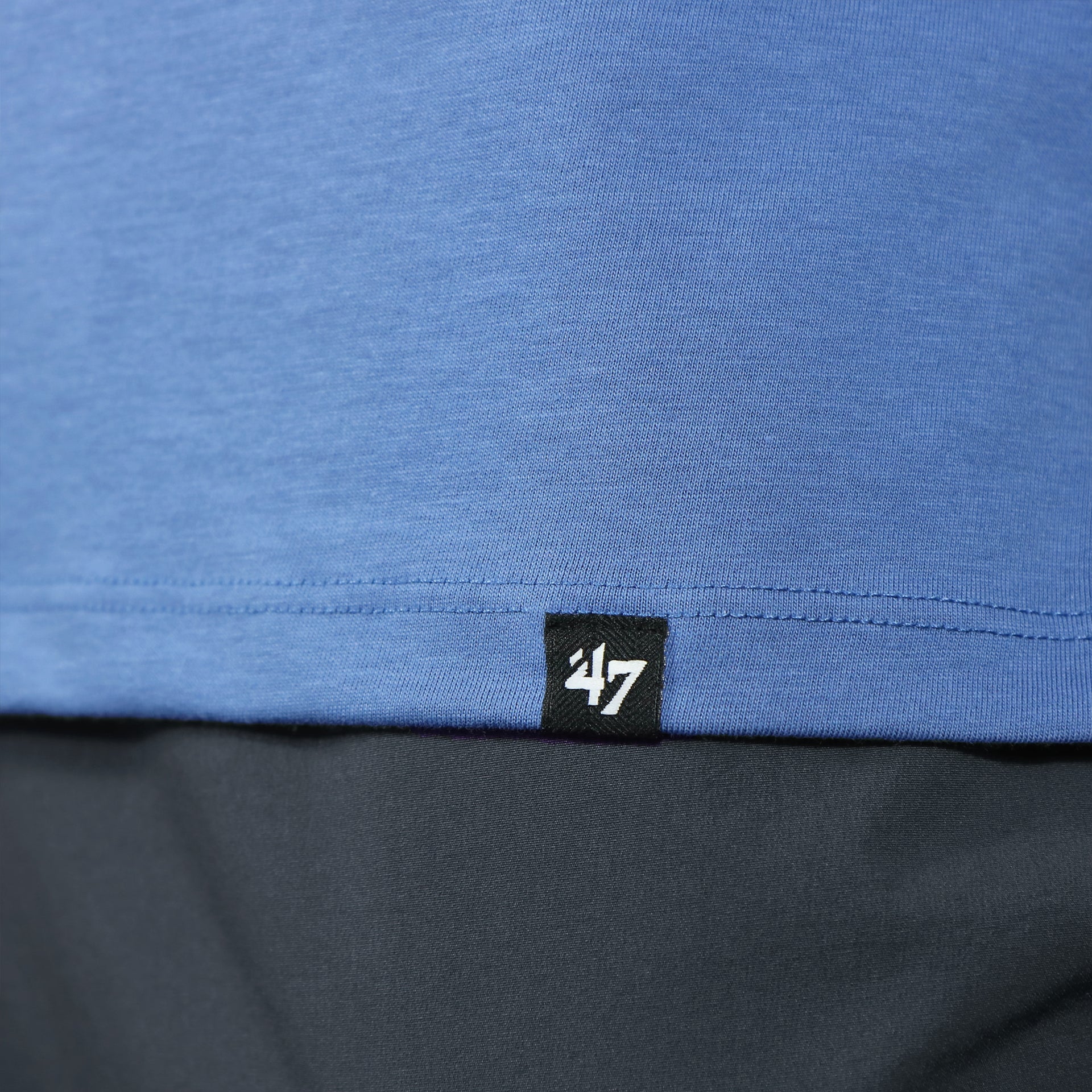 47 brand cuffed tag on the Philadelphia 76ers Distressed Throwback Logo Cadet Blue Premium Franklin T-Shirt