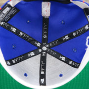 The inside of the Philadelphia 76ers City Arch Striped 9Fifty Snapback Cap | Royal Blue 9Fifty Cap