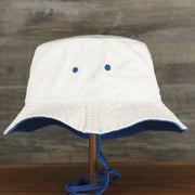 The wearer's right on the Philadelphia 76ers Logo Royal Blue Undervisor Bucket Hat | Natural Bucket Hat