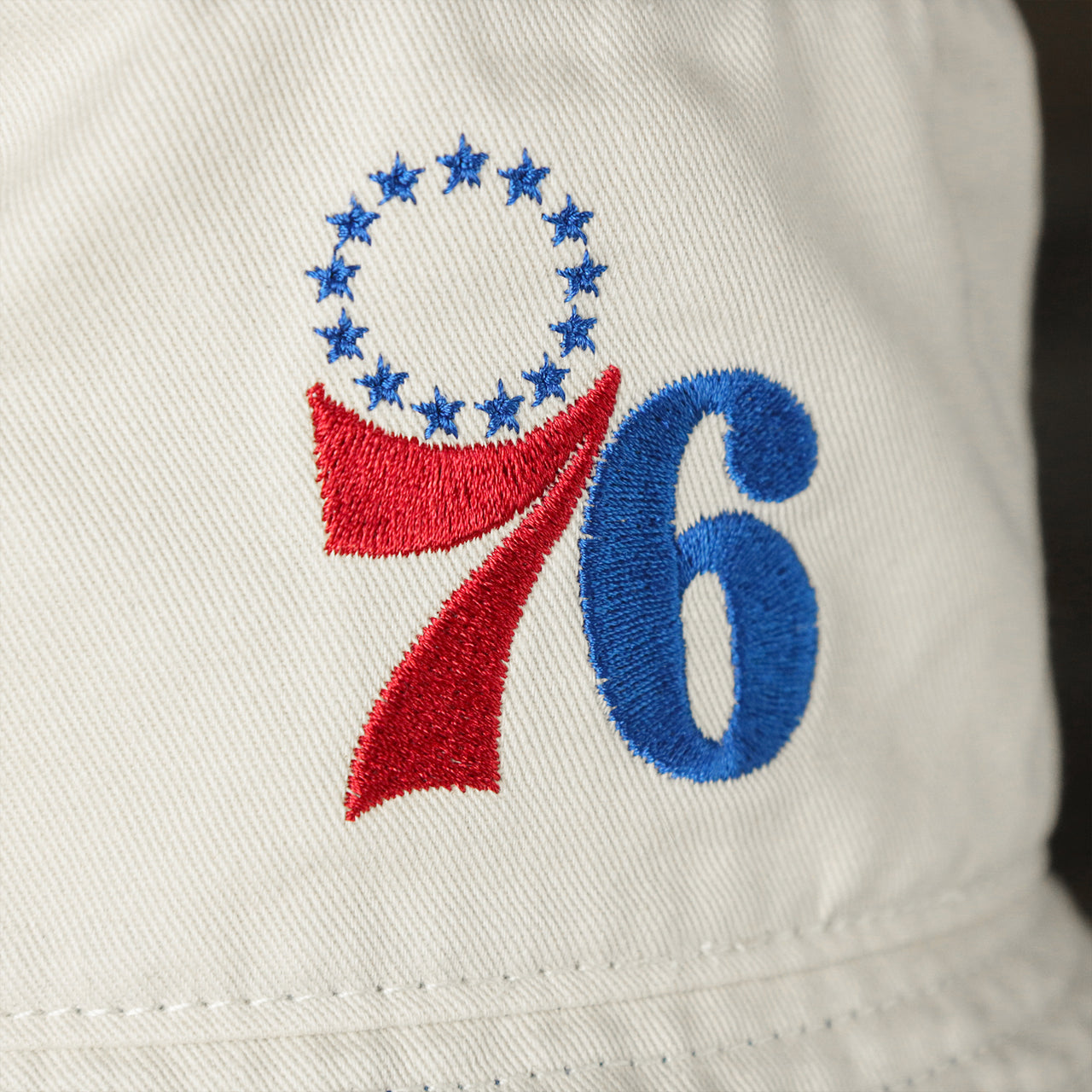 The 76ers Logo on the Philadelphia 76ers Logo Royal Blue Undervisor Bucket Hat | Natural Bucket Hat