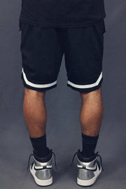 Back of the Men's Hooper Basketball Workout Black Brooklyn Mesh Retro Shorts