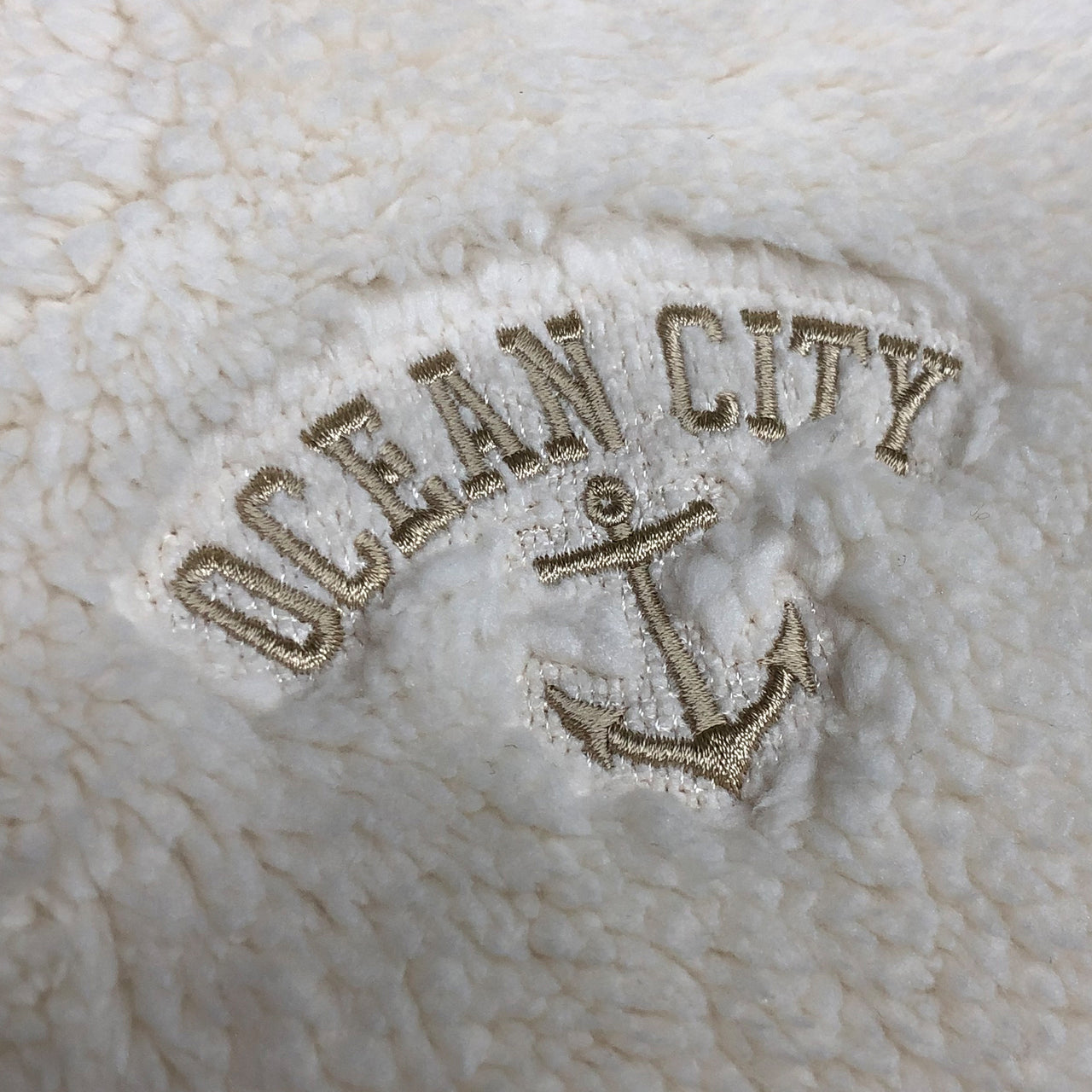 Women's Ocean City New Jersey Anchor Ivory Sherpa Quarter Zip