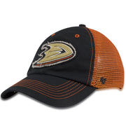Anaheim Ducks '47 Brand Black/Orange Mesh-Back Trucker Flex Cap