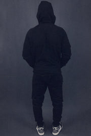 back of the matching set of the Men's Black Fleece Sweatpants Jogger Pants Bottom To Match Sneakers
