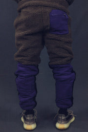 back of the Mocha Sherpa Tech Pants With Zipper Pockets For Sherpa Two Piece Set To Match Sneakers