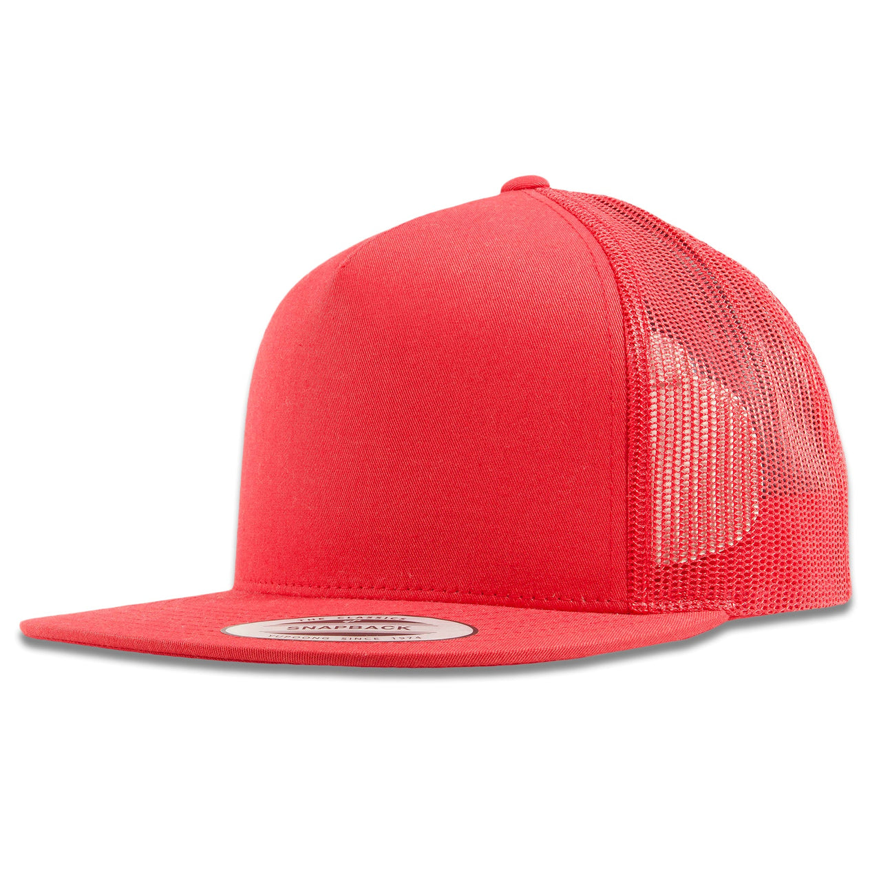 Solid Red Mesh-Back Trucker Snapback Hat
