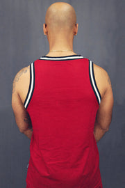 Back of the Men's Sleeveless Basketball Shirt Muscle Workout Red Chicago Mesh Tank Top