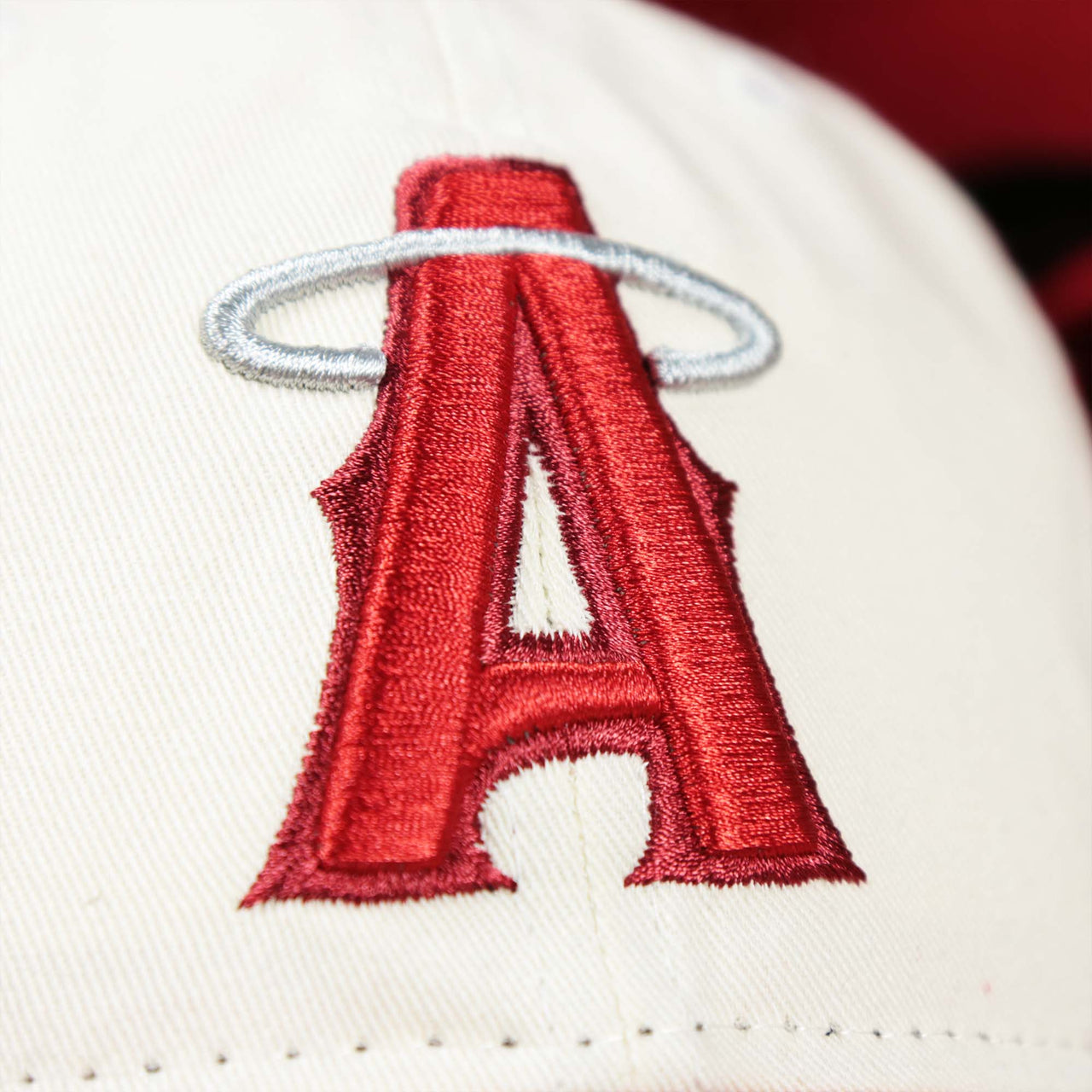 The Angels Logo on the Anaheim Angles 2021 City Connect 9Twenty Dad Hat | New Era White and Red