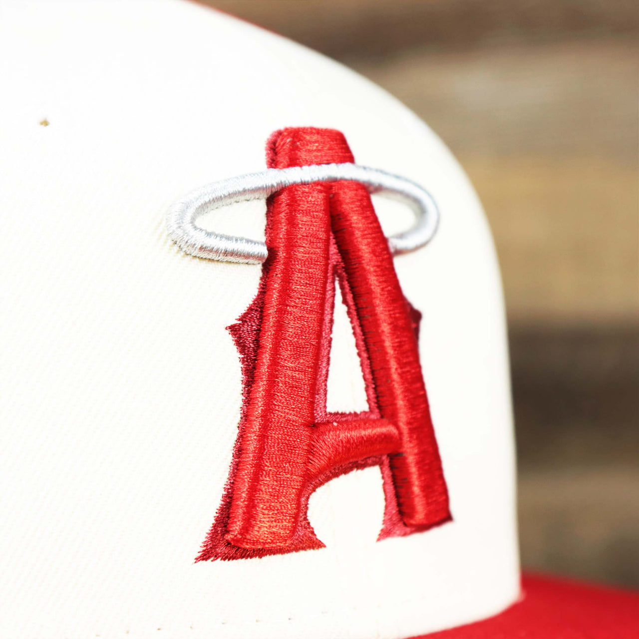 The Angels Logo on the Anaheim Angles 2021 City Connect 59Fifty Fitted Cap | New Era White and Red