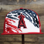 The front of the Anaheim Angels 2022 4th of July Stars And Stripes 9Fifty | New Era Navy OSFM