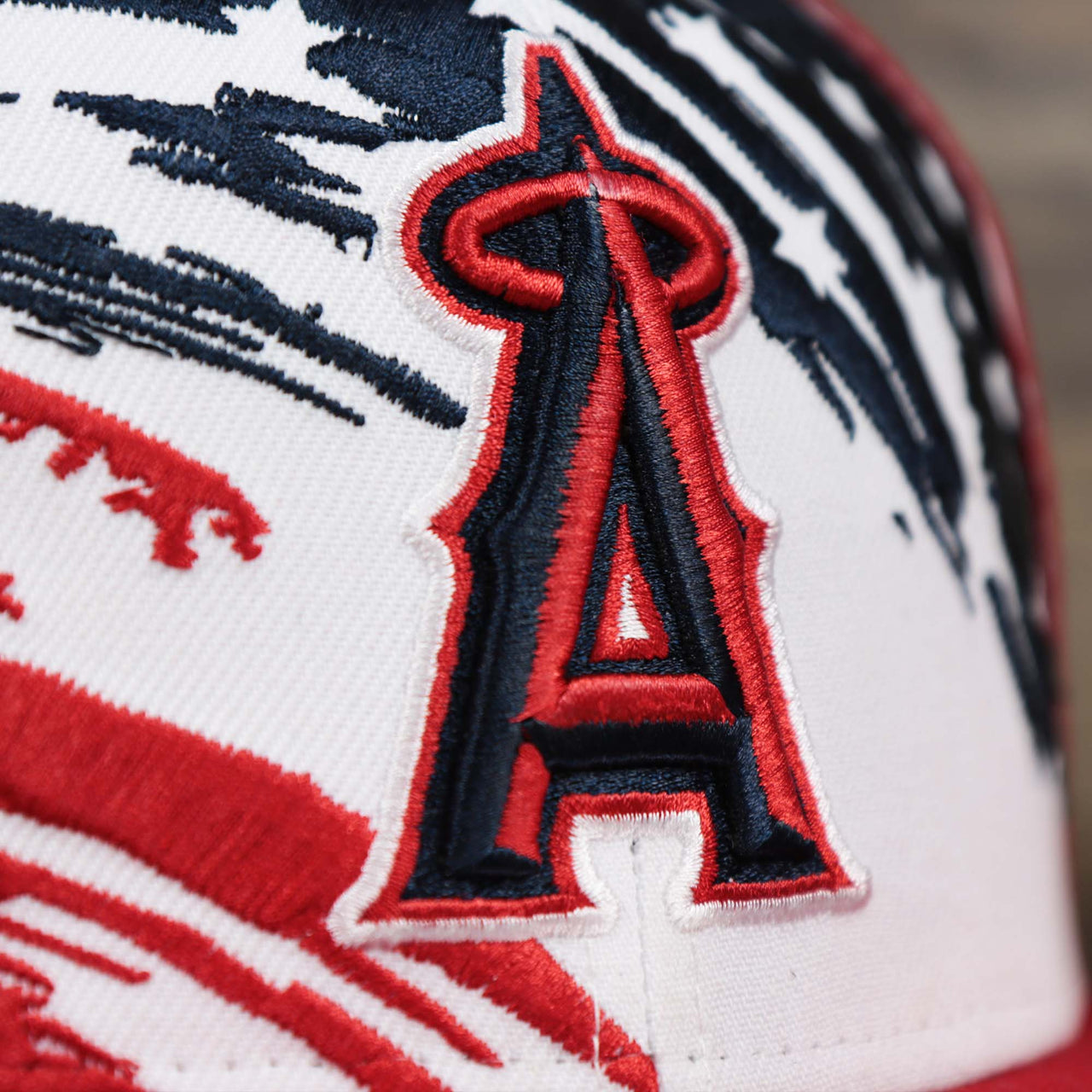 The Angels Logo on the Anaheim Angels 2022 4th of July Stars And Stripes 9Fifty | New Era Navy OSFM