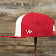 The wearer's left on the Anaheim Angles 2021 City Connect 9Fifty Snap Cap | New Era White and Red