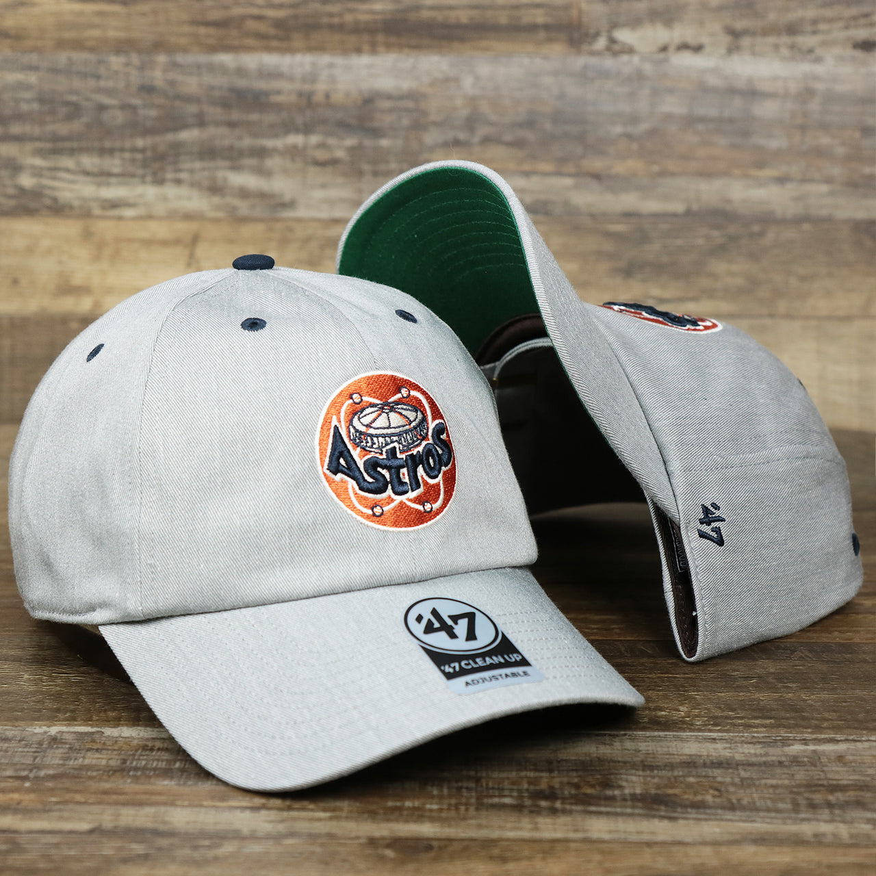 The Cooperstown Houston Astros 1980s Logo Green Bottom Dad Hat | Gray Dad Hat