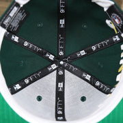 The Inside of the Oakland Athletics MLB Side Font Green Bottom 9Fifty Snapback Cap | Black Snap Cap