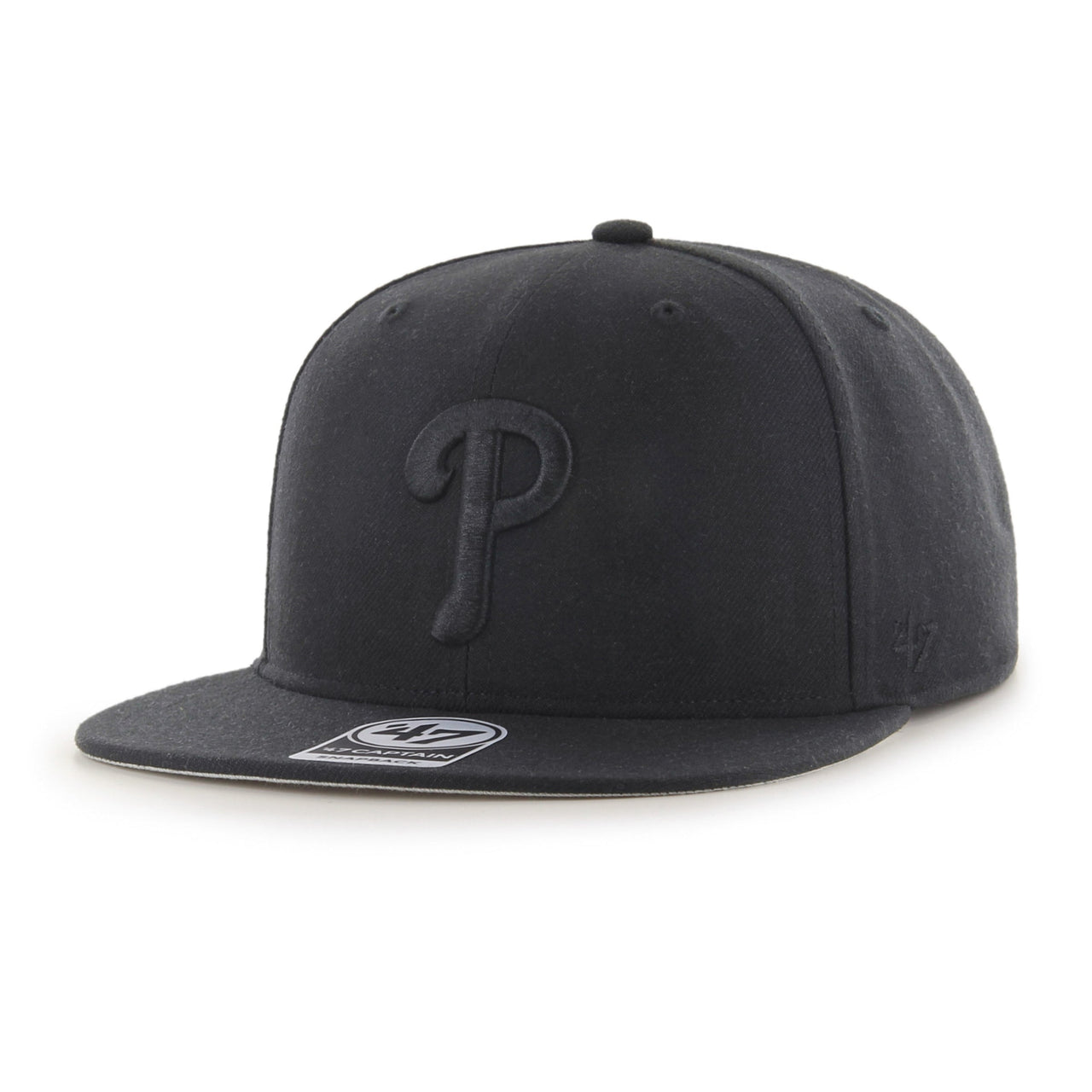 The Philadelphia Phillies Gray Bottom Black On Black Snapback Cap | Black Snapback Cap