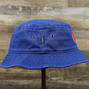 The wearer's right on the Ocean City New Jersey OCNJ Wordmark Bucket Hat | Royal Blue Bucket Hat