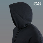The hood on the Jack And Jones Jet Black Pullover Hoodie | Black Hoodie