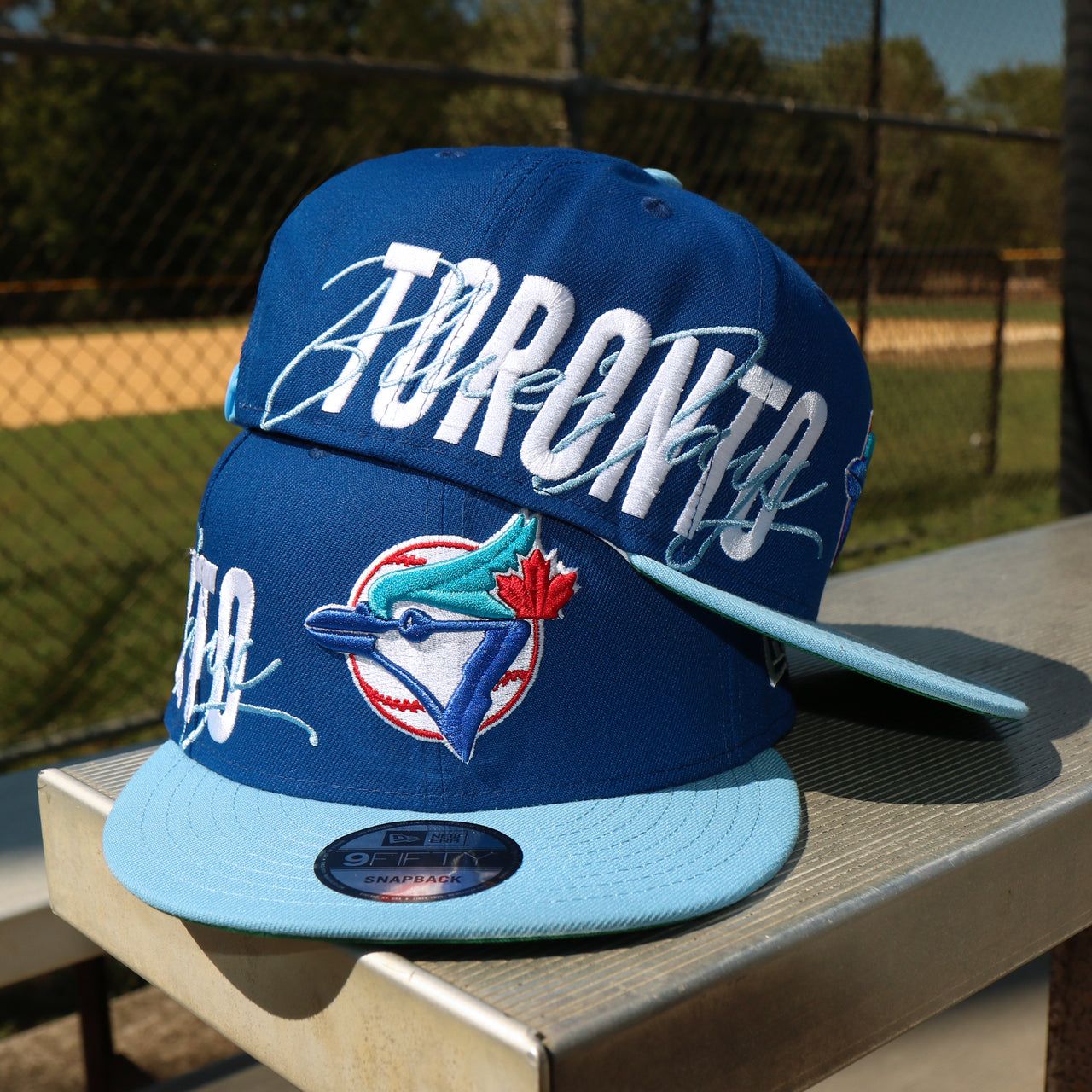 The Cooperstown Toronto Blue Jays MLB Side Font Green Bottom 9Fifty Snapback Cap | Royal Blue Snap Cap