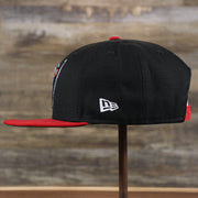 The wearer's left of the Tampa Bay Buccaneers NFL Side Font Green Bottom 9Fifty Snapback Cap | Black Snap Cap