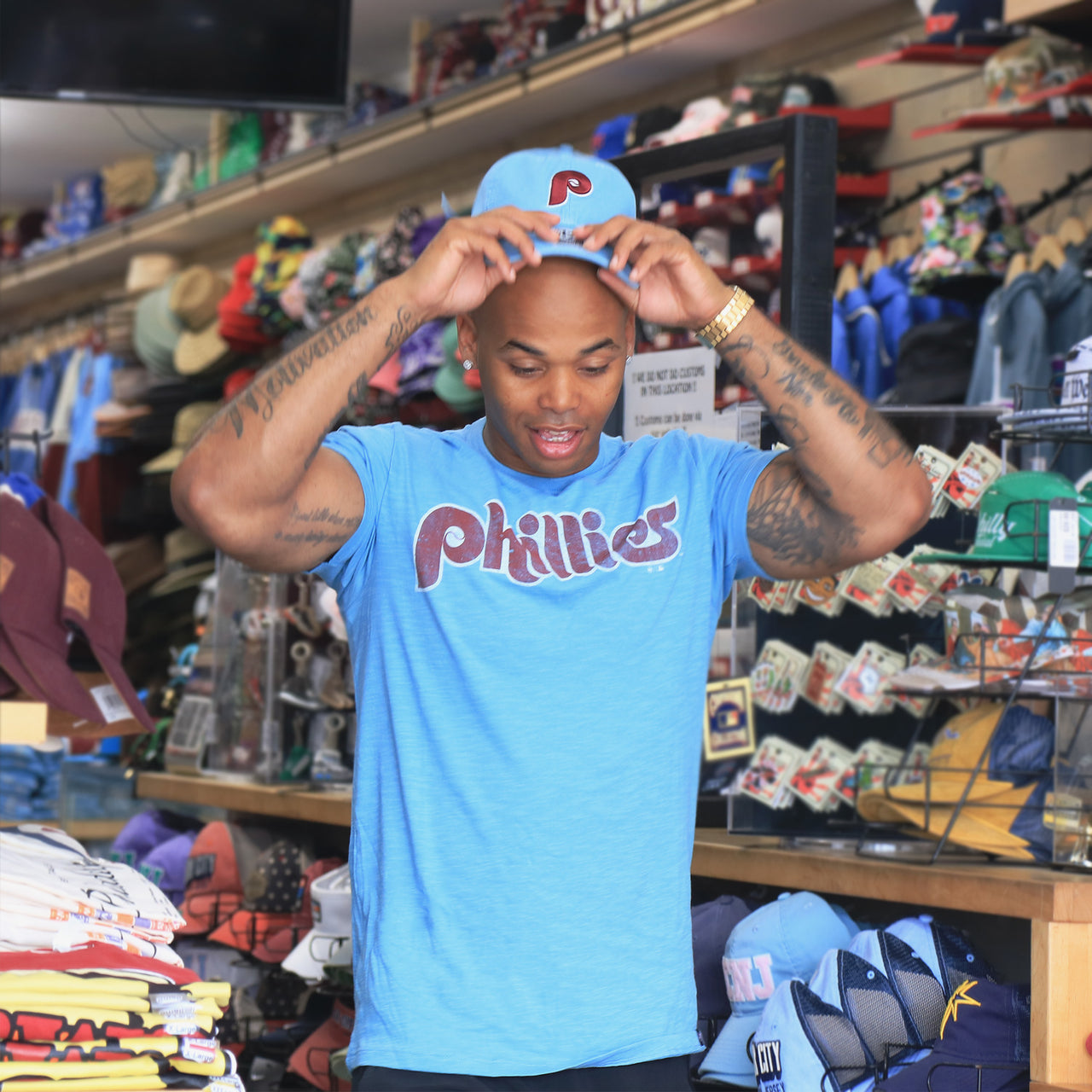 The Cooperstown Philadelphia Phillies Retro Phillies Wordmark MLB T-Shirt | Columbia Blue Tshirt 