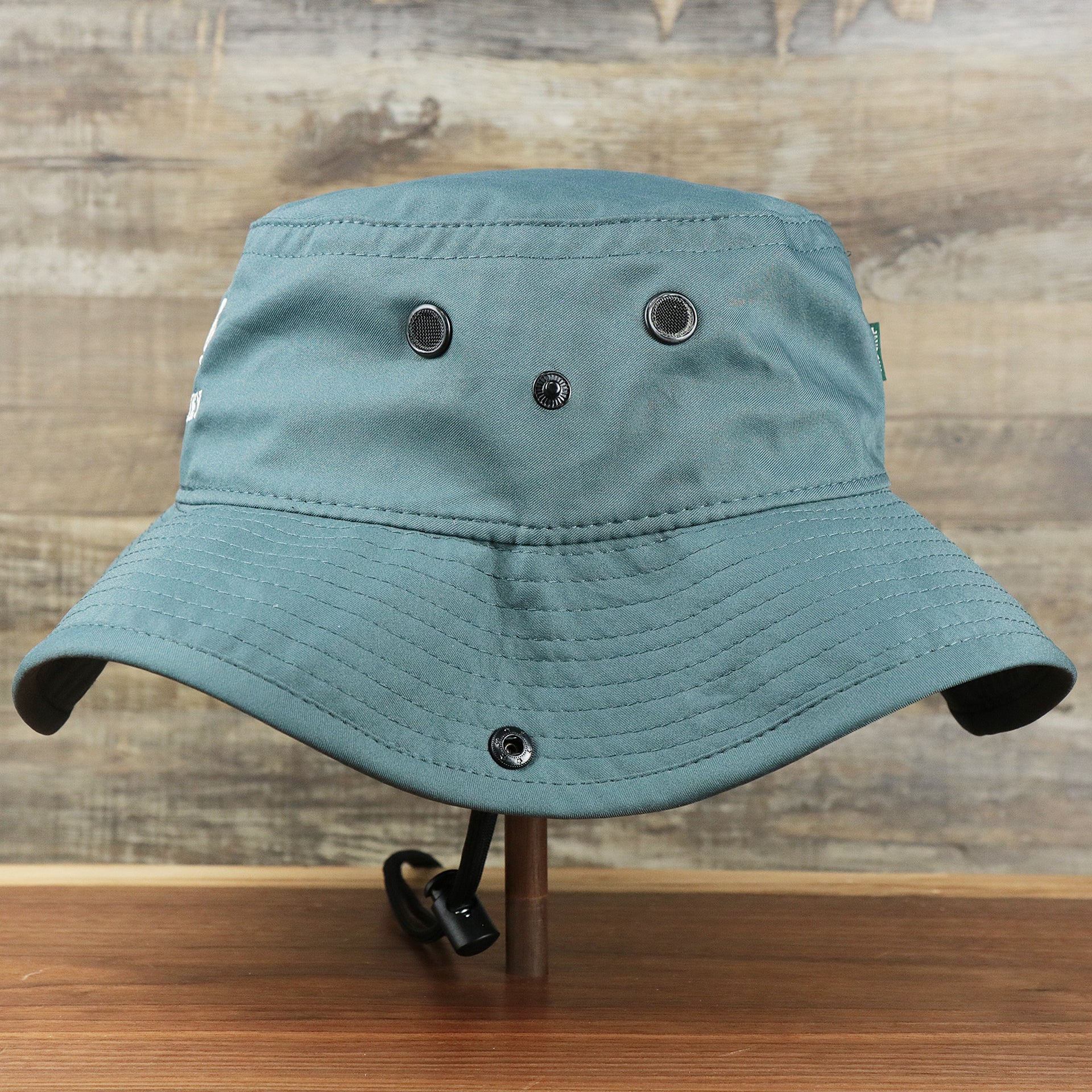 The wearer's left on the Ocean City New Jersey 1897 Bucket Hat | Blue Steel Bucket Hat