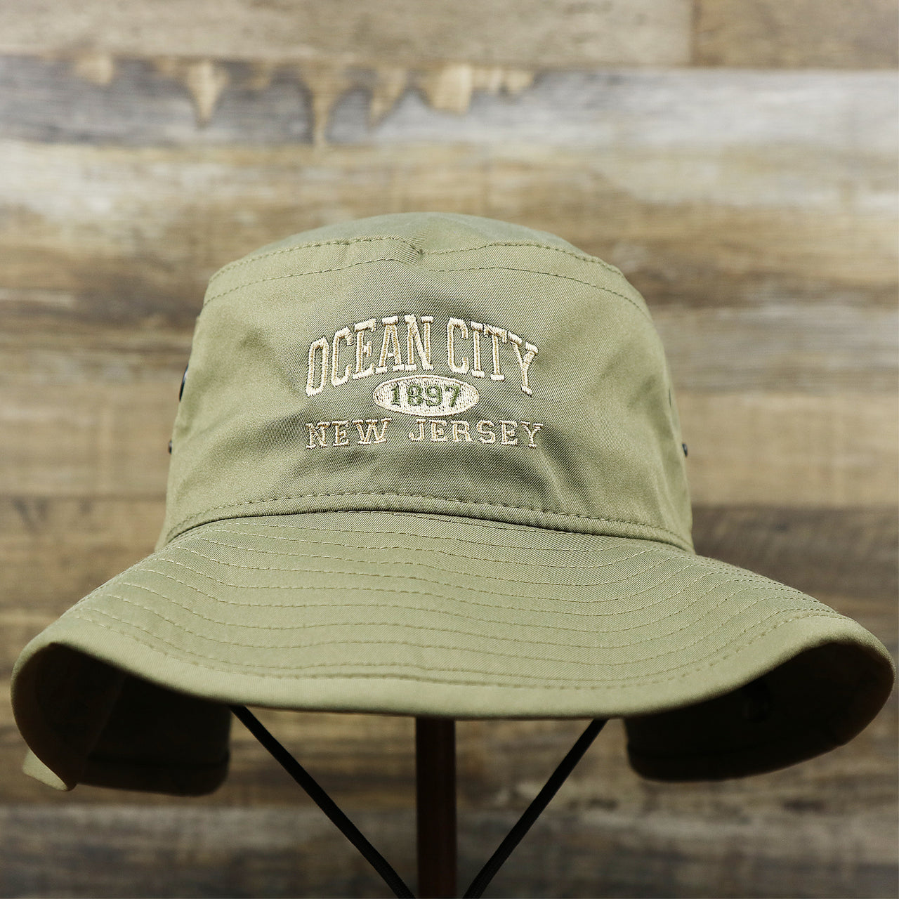 The Ocean City New Jersey Wordmark Since 1897 Bucket Hat | Moss Green Bucket Hat
