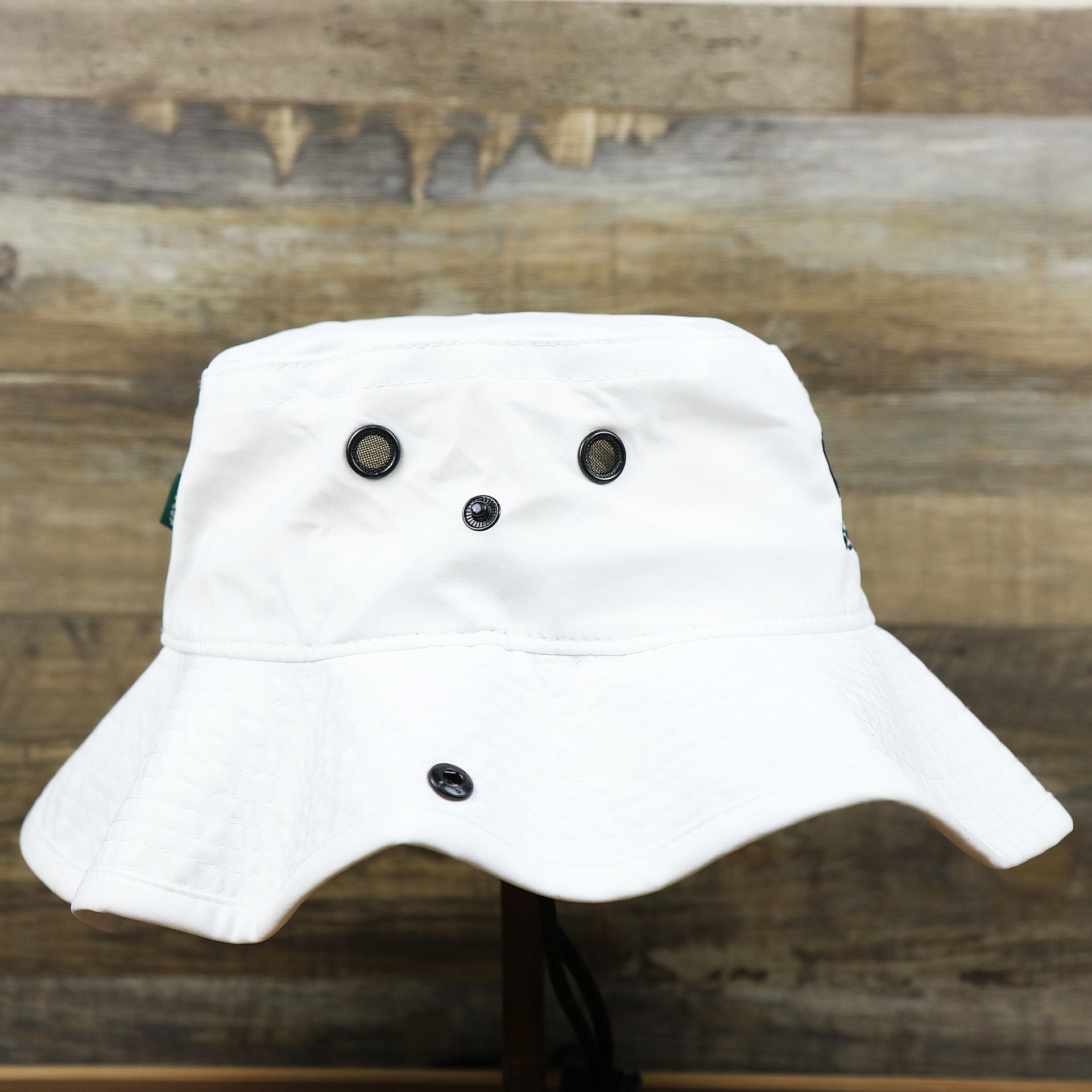 The wearer's right on the Ocean City New Jersey Wordmark Since 1897 Bucket Hat | White Bucket Hat