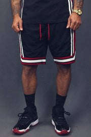 Men's Hooper Basketball Workout Black Chicago Mesh Retro Shorts front view