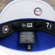 The Tags on the Chicago Cubs Wrigley Field Side Patch Gray Bottom 59Fifty Fitted Cap | Royal Blue 59Fifty Cap