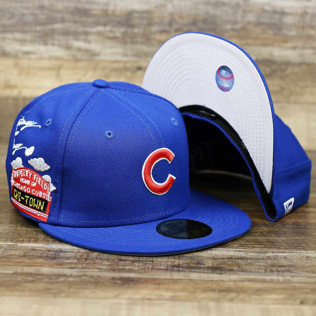 The Chicago Cubs Wrigley Field Side Patch Gray Bottom 59Fifty Fitted Cap | Royal Blue 59Fifty Cap