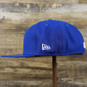 The wearer's left on the Chicago Cubs Wrigley Field Side Patch Gray Bottom 59Fifty Fitted Cap | Royal Blue 59Fifty Cap