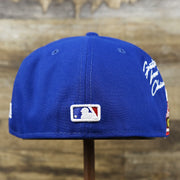 The backside of the Chicago Cubs Wrigley Field Side Patch Gray Bottom 59Fifty Fitted Cap | Royal Blue 59Fifty Cap