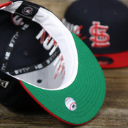 The Green Undervisor on the Saint Louis Cardinals MLB Side Font Green Bottom 9Fifty Snapback Cap | Black Snap Cap