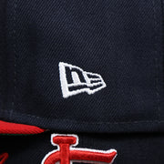 The New Era Logo on the Saint Louis Cardinals MLB Side Font Green Bottom 9Fifty Snapback Cap | Black Snap Cap