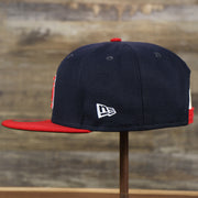 The wearer's left of the Saint Louis Cardinals MLB Side Font Green Bottom 9Fifty Snapback Cap | Black Snap Cap