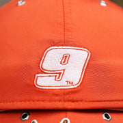 The Number 9 Nascar Logo on the Nascar Chase Elliot Number 9 Hendrick Motorsport Hooters Logo 39Thirty FlexFit Cap | Orange 39Thirty Cap