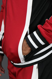 A close up of the zipper pocket on the Chicago Basketball Varsity Athletic Track Jackets Jordan Craig