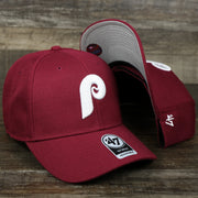 The Cooperstown Philadelphia Phillies Retro Phillies Logo Gray Bottom Dad Hat | Maroon Dad Hat