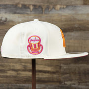 The wearer's right on the Cooperstown New York Yankees Coffee Shop 1952 All Star Game Liberty Bell Side Patch 59Fifty Fitted Cap | Donut Pack Off White 59Fifty
