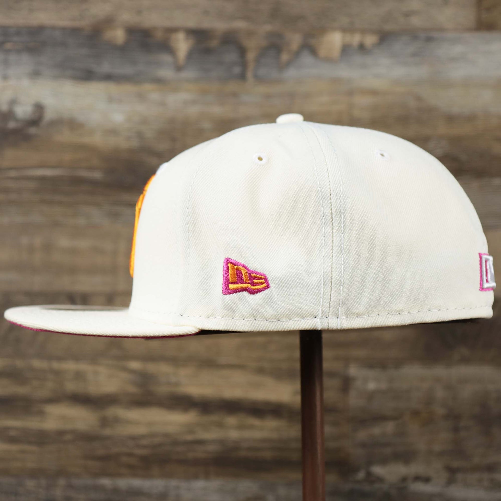 The wearer's left on the Cooperstown New York Yankees Coffee Shop 1952 All Star Game Liberty Bell Side Patch 59Fifty Fitted Cap | Donut Pack Off White 59Fifty