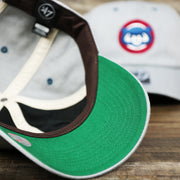 The Retro MLB Green Undervisor on the Cooperstown Chicago Cubs 1973 Logo Green Bottom Dad Hat | Gray Dad Hat