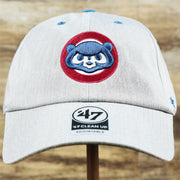 The front of the Cooperstown Chicago Cubs 1973 Logo Green Bottom Dad Hat | Gray Dad Hat