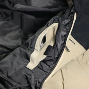 The hidden pocket on the Jack And Jones Dune Puffer Jacket With Hidden Pocket | Black and Tan Puffer Jacket