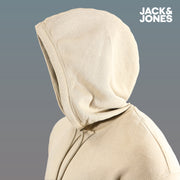 The hood on the Jack And Jones Dune Pullover Hoodie | Tan Hoodie