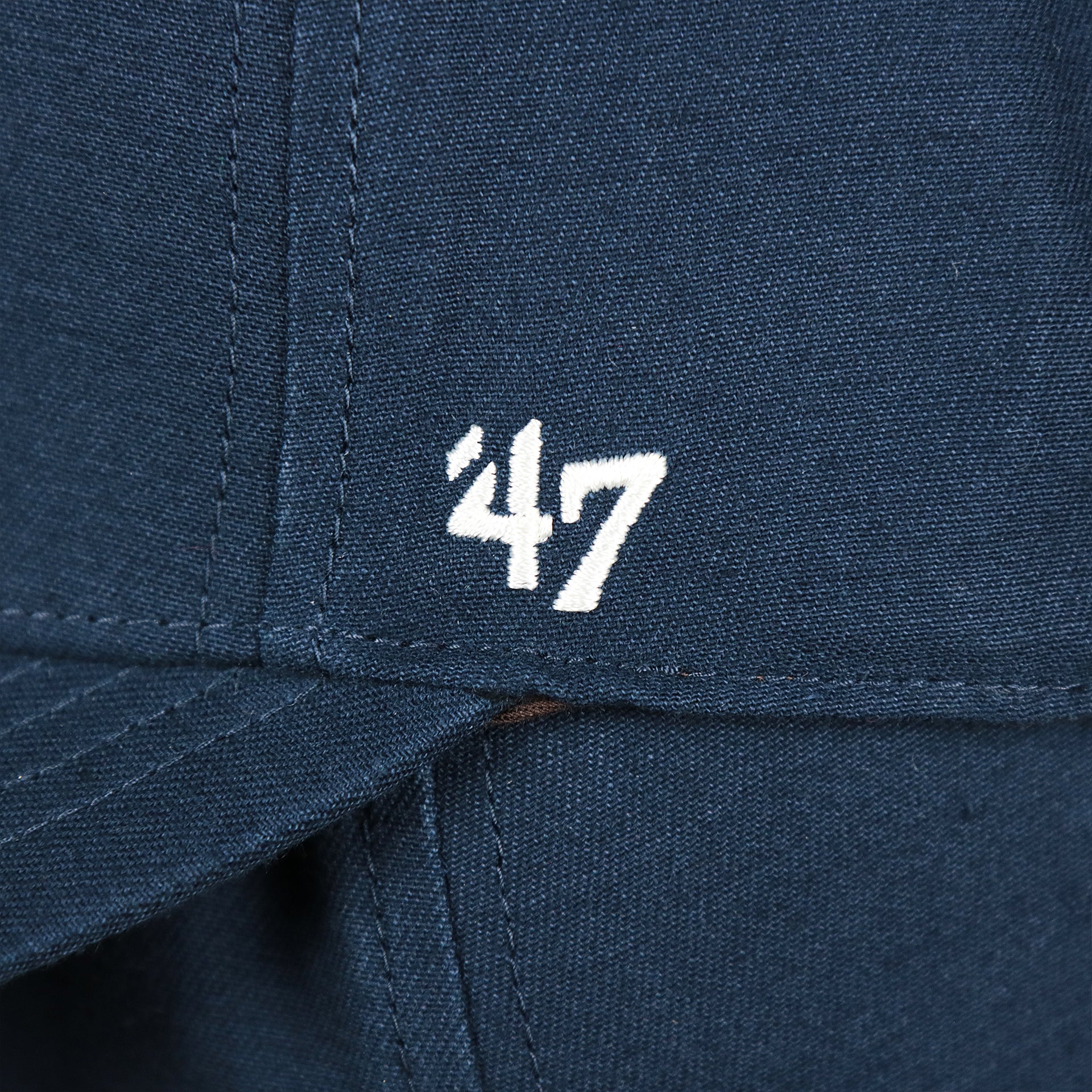 The 47 brand Logo on the Cooperstown Detroit Tigers Felt Tigers Logo Snapback Hat | Navy Blue Snapback Cap