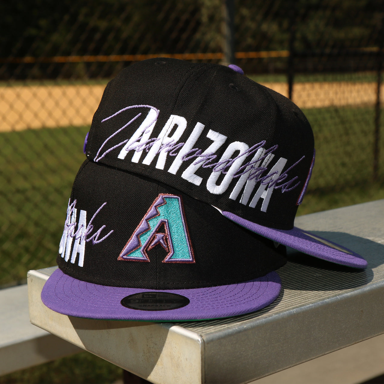 The Cooperstown Arizona Diamondbacks MLB Side Font Green Bottom 9Fifty Snapback Cap | Black Snap Cap