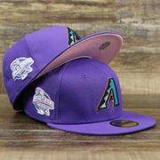 The Cooperstown Arizona Diamondbacks Pop Sweat Pastel World Series Side Patch Fitted Cap With Pink Undervisor | Purple 59Fifty Cap