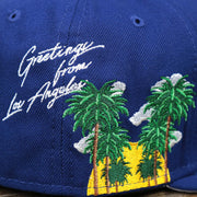 The Los Angeles Side Patch on the Los Angeles Dodgers Side Patch Fitted Gray Bottom 59Fifty Cap | Royal Blue 59Fifty